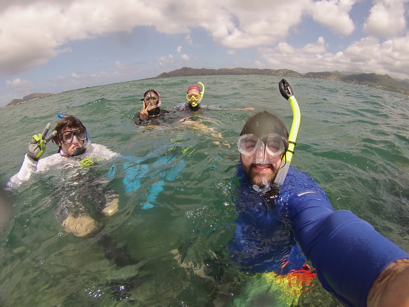 Group photo snorkeling in Kaneohe Bay, HI.